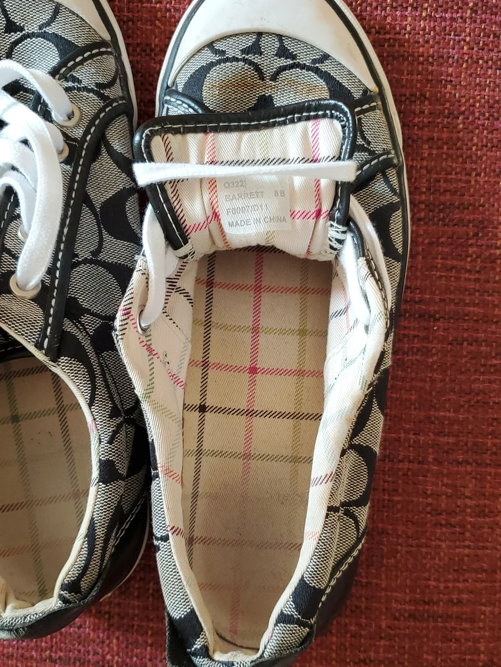 Coach Barrett Signature Canvas Lace-Up Sneakers in Black and White Sz 8